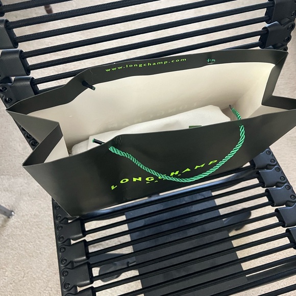 Longchamp Large White Dust Bag with Green Logo & Bag - Picture 4 of 4